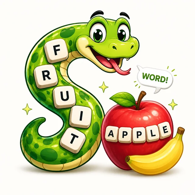 Fruit Word Snake cartoon snake illustration